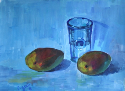 Mangoes and a glass